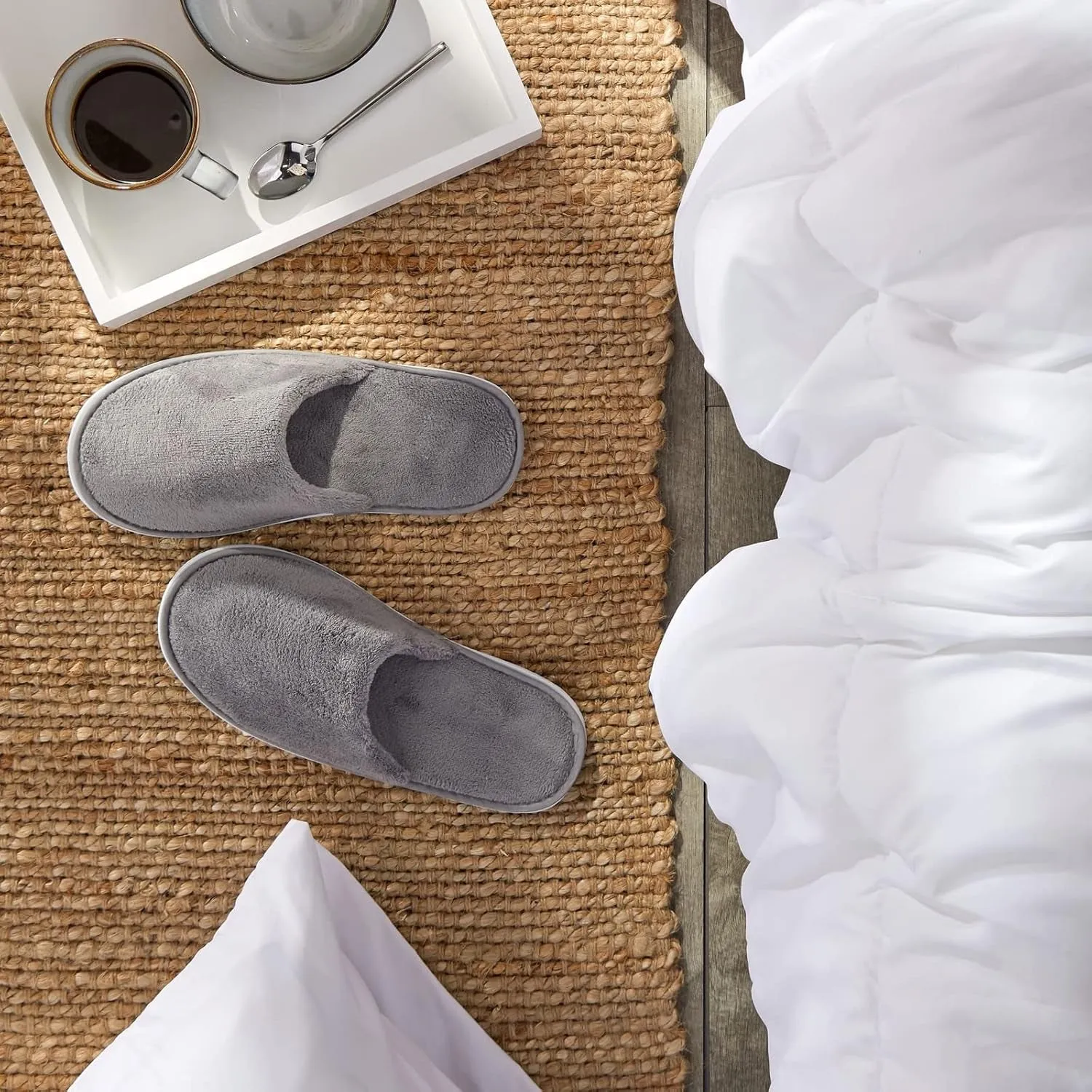12 Pairs Disposable Slippers for Guests, Bulk Pack for Hotel, Spa, Shoeless Home, (US Men Size 11, Women 12)