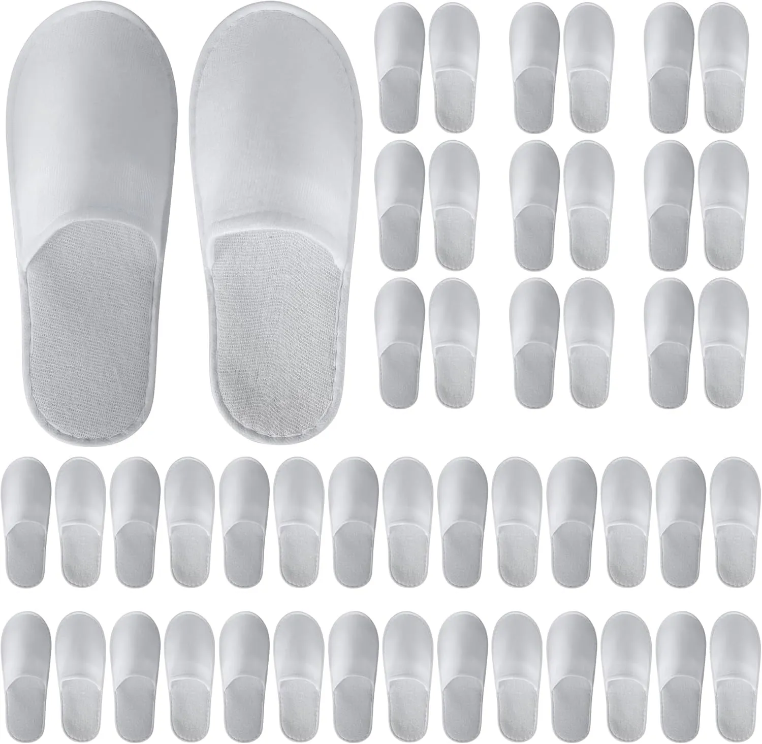 24 Pairs Disposable Slippers for Guests,Bulk Slippers for Hotel,Spa,Travel,Shoeless Home,Spa Slippers with Pouch,Non-Slip(White)