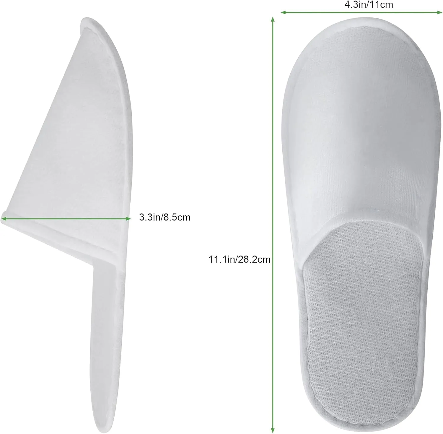 24 Pairs Disposable Slippers for Guests,Bulk Slippers for Hotel,Spa,Travel,Shoeless Home,Spa Slippers with Pouch,Non-Slip(White)