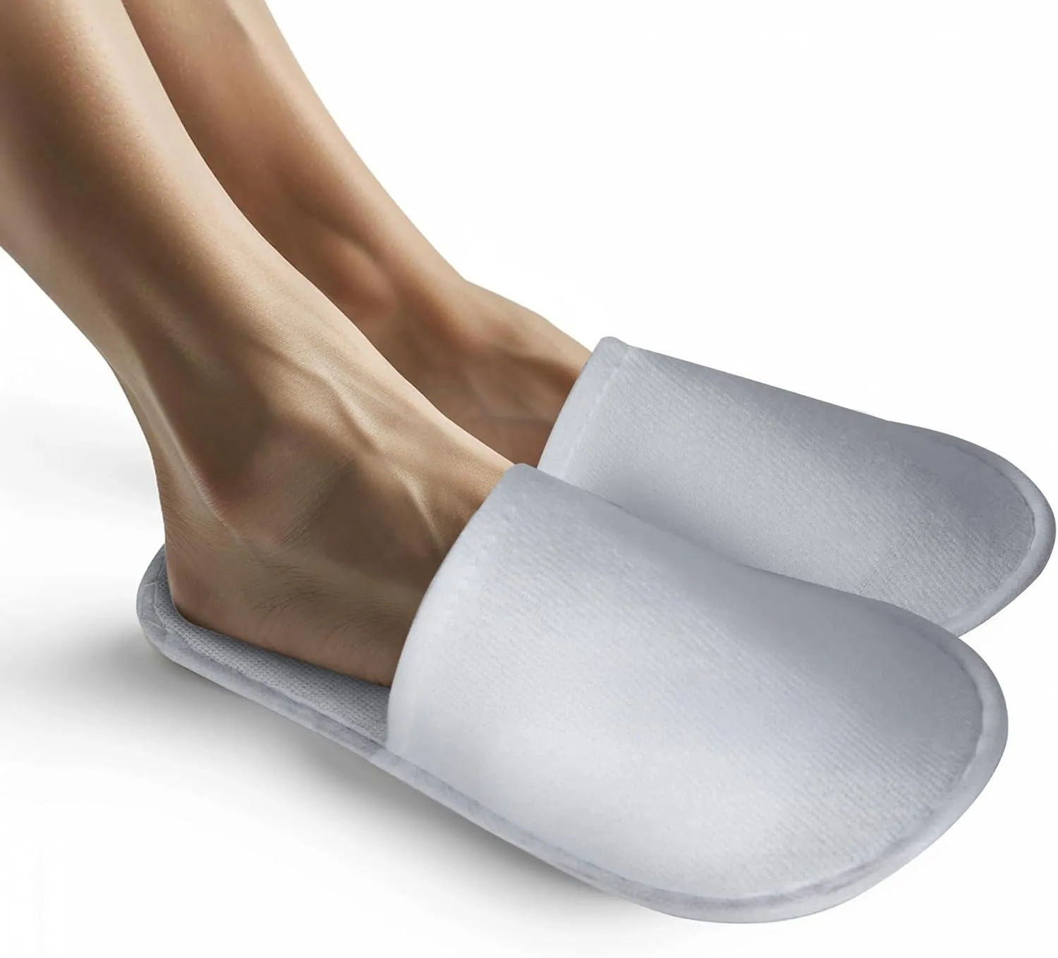 24 Pairs Disposable Slippers for Guests,Bulk Slippers for Hotel,Spa,Travel,Shoeless Home,Spa Slippers with Pouch,Non-Slip(White)