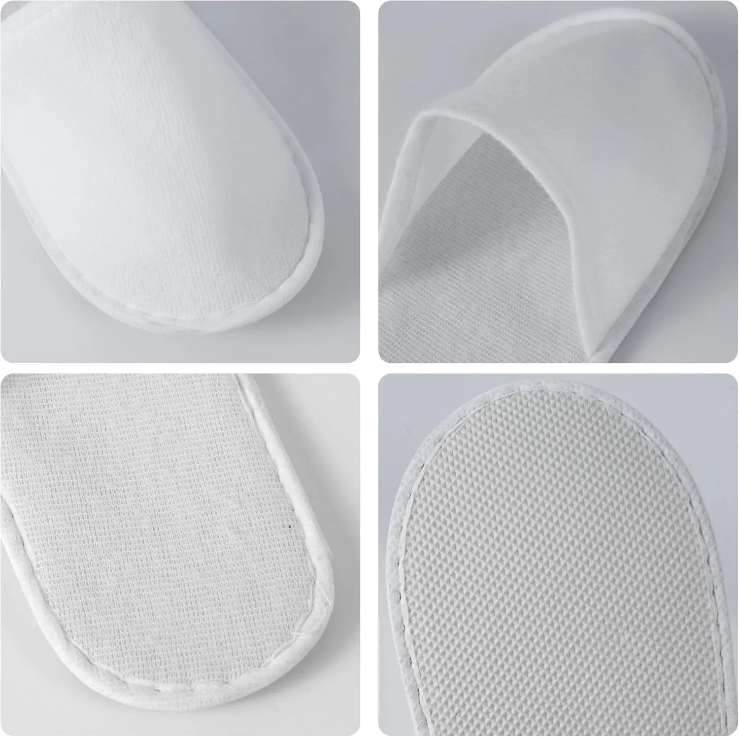 24 Pairs Disposable Slippers for Guests,Bulk Slippers for Hotel,Spa,Travel,Shoeless Home,Spa Slippers with Pouch,Non-Slip(White)