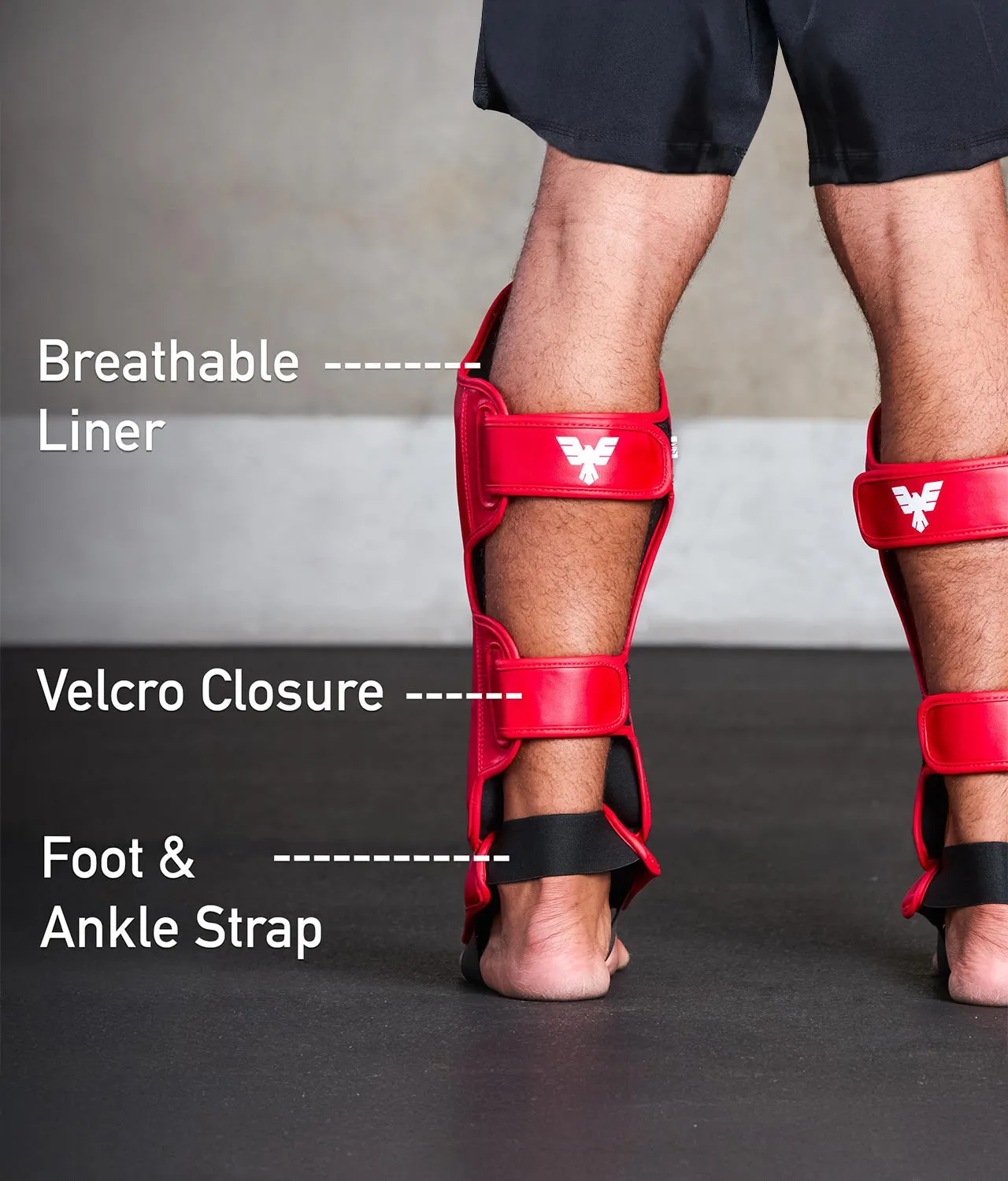 Adults' Plain Red Muay Thai Shin Guards