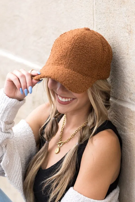 Aili's Corner Boucle Sherpa Teddy Bear Knit Ball Cap
