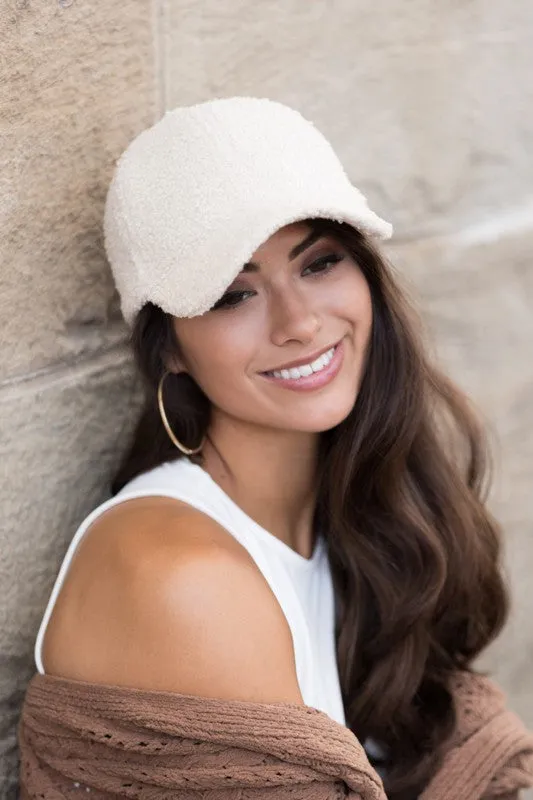 Aili's Corner Boucle Sherpa Teddy Bear Knit Ball Cap