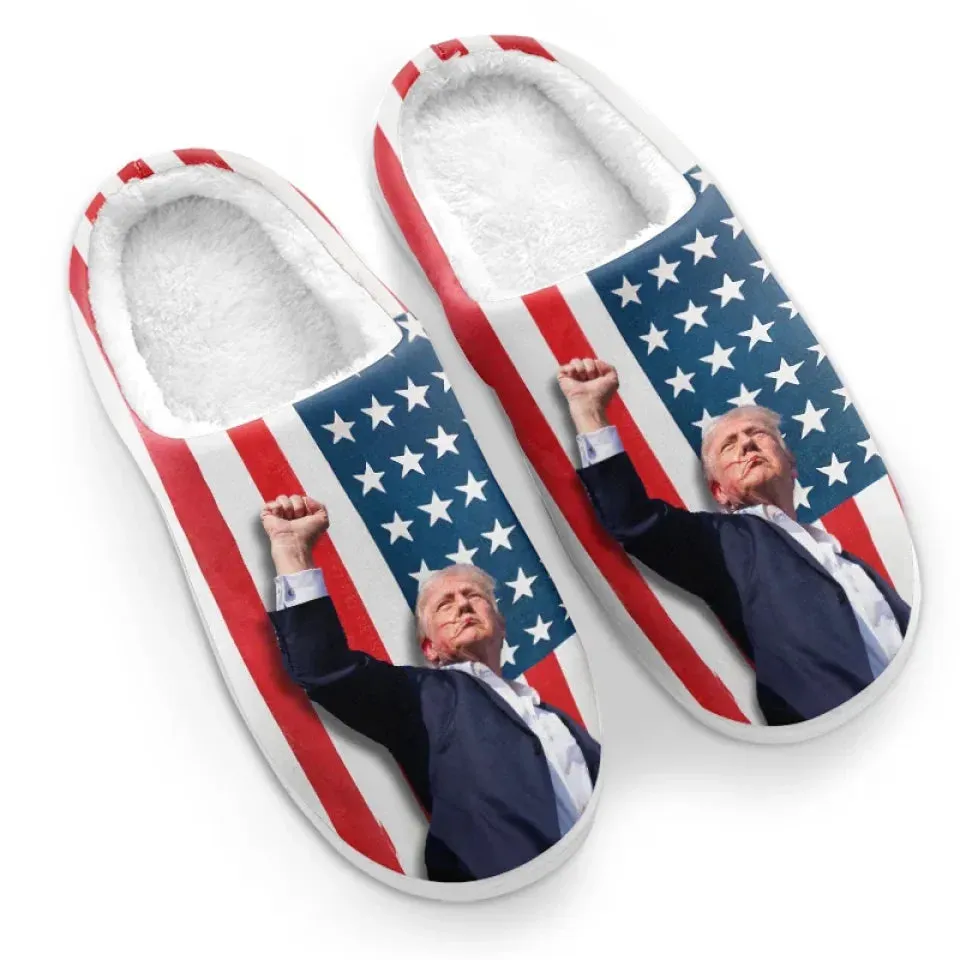 America United - US Election Fluffy Slippers - Christmas Gift For Conservative Supporters
