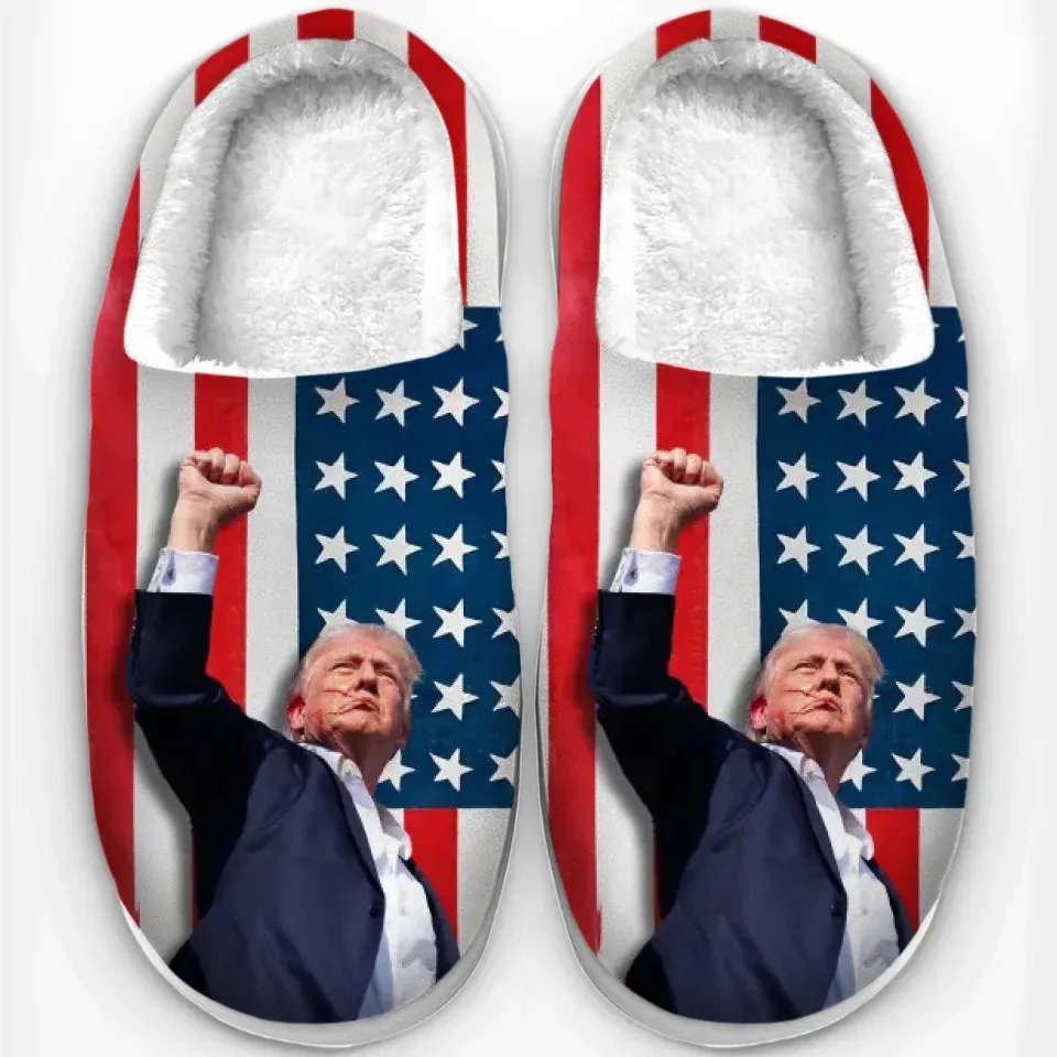 America United - US Election Fluffy Slippers - Christmas Gift For Conservative Supporters
