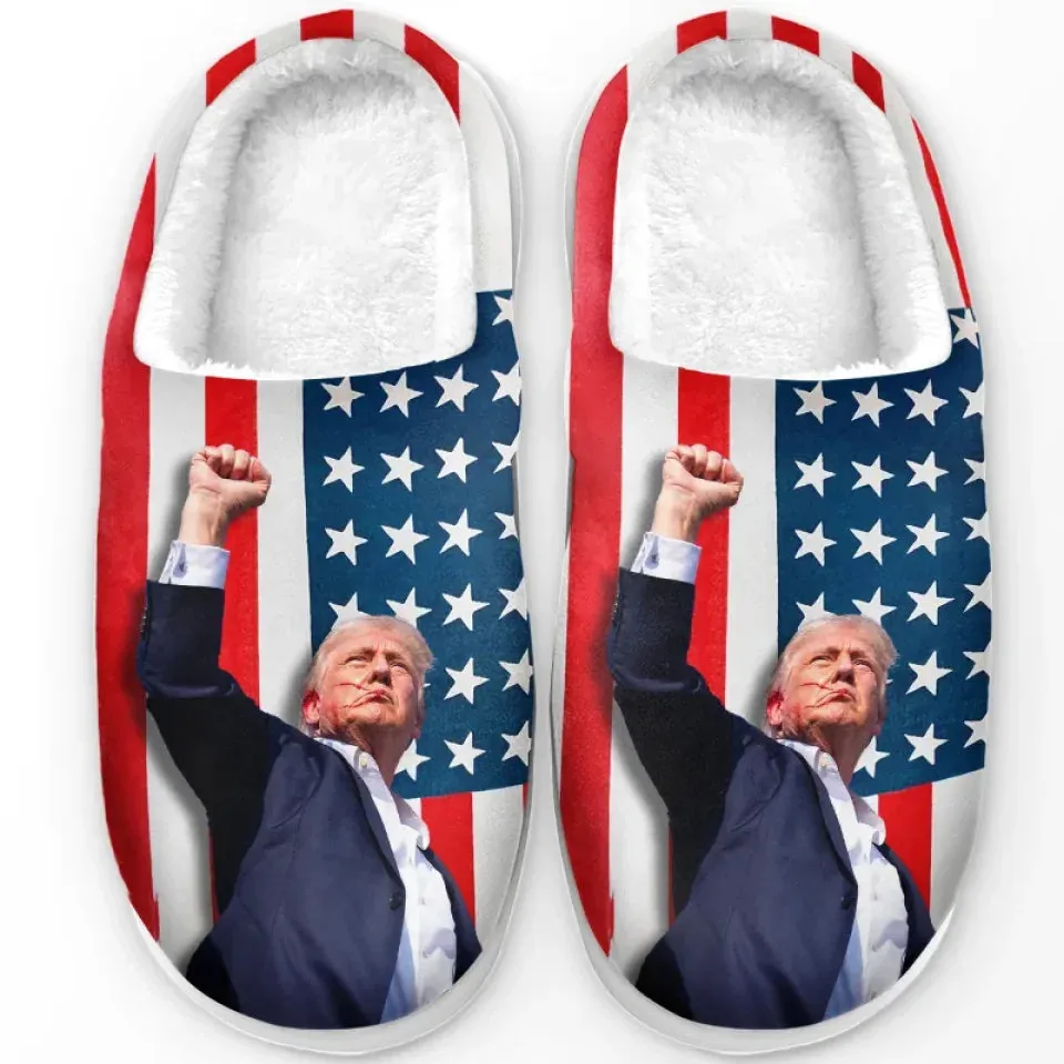 America United - US Election Fluffy Slippers - Christmas Gift For Conservative Supporters