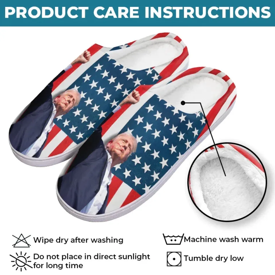 America United - US Election Fluffy Slippers - Christmas Gift For Conservative Supporters