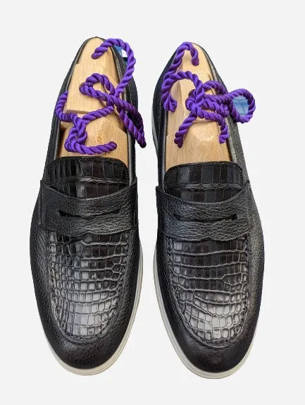 Ascot Sunseeker - Black Crocodile & Black Leather