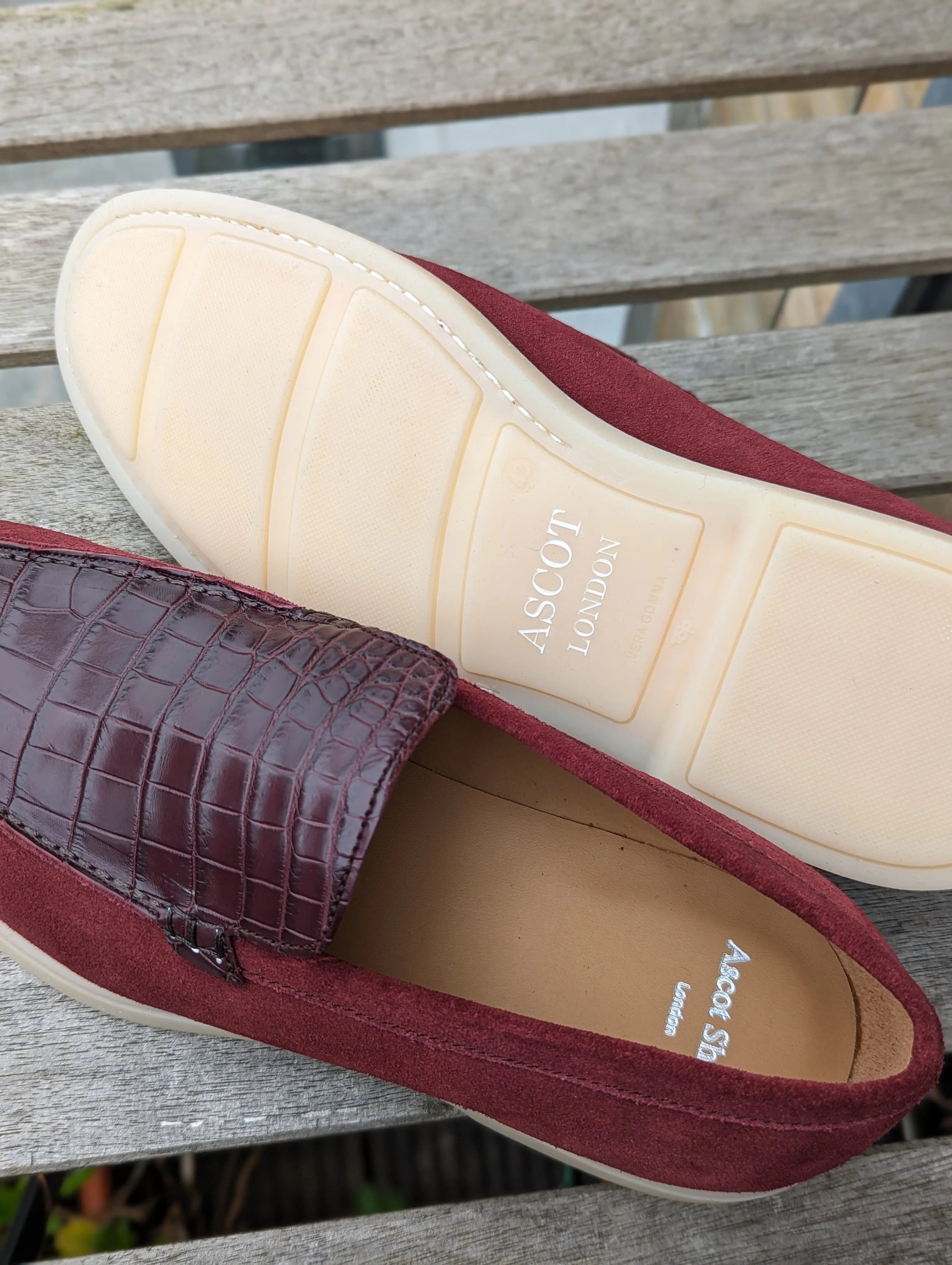 Ascot Sunseeker - Burgundy Crocodile & Suede