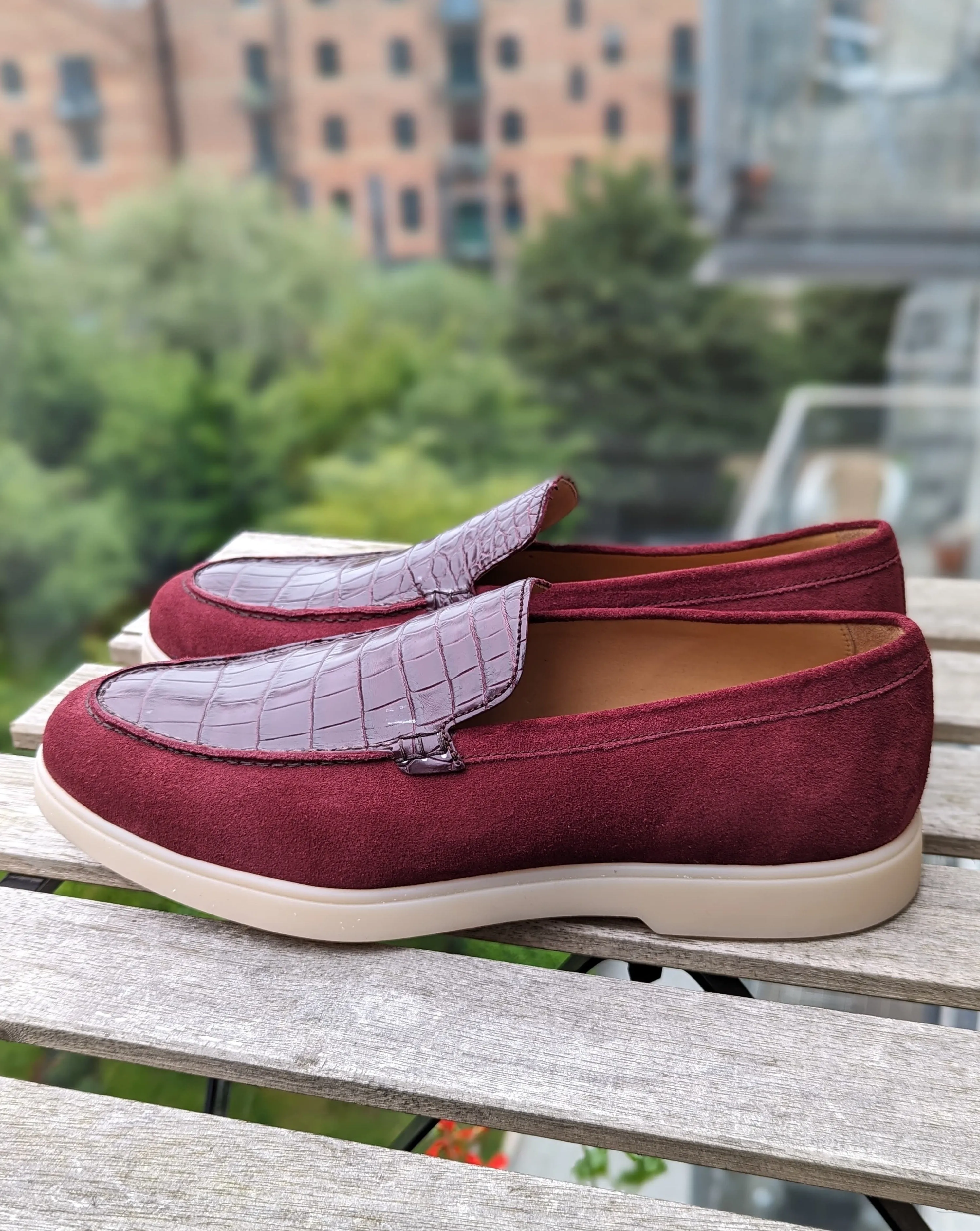 Ascot Sunseeker - Burgundy Crocodile & Suede