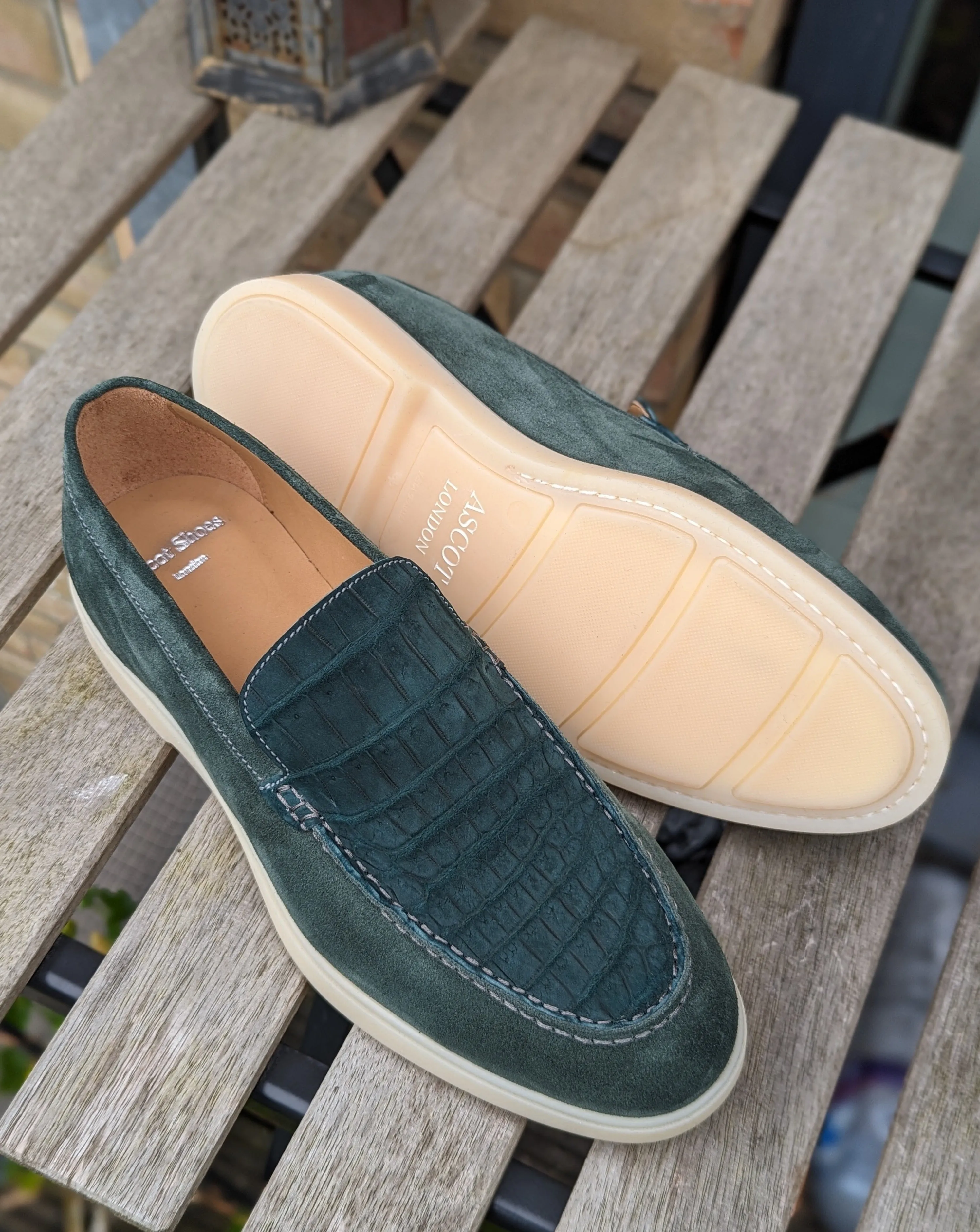 Ascot Sunseeker - Green Suede & Crocodile