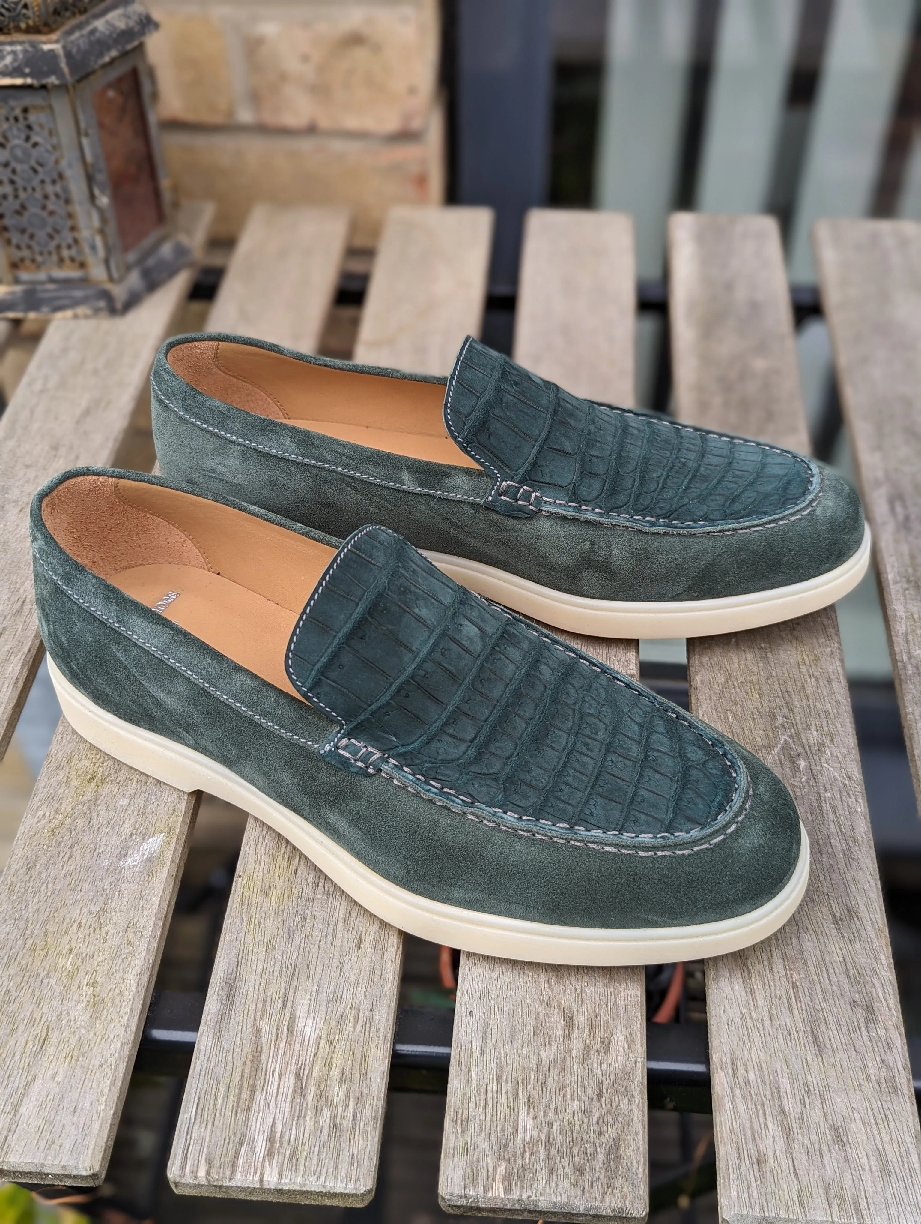 Ascot Sunseeker - Green Suede & Crocodile