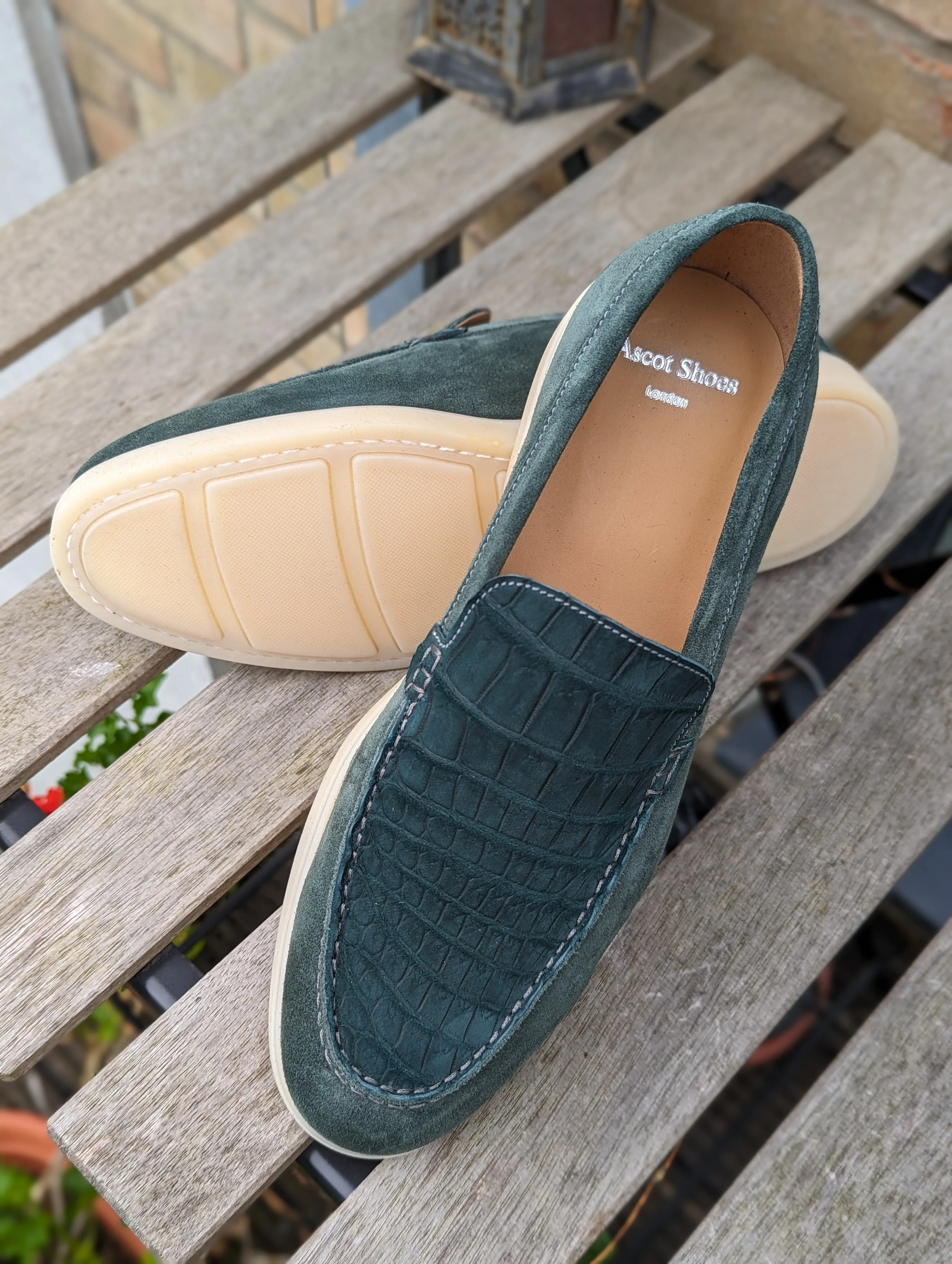 Ascot Sunseeker - Green Suede & Crocodile