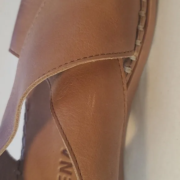 ATHENA PACIFIC Brown LEATHER CRISSCROSS FRONT COMFORT SANDALS Sz. 39