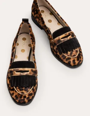 Aubrey Loafer mit flexibler Sohle-Hellbraun, Leopardenmuster/Schwarz