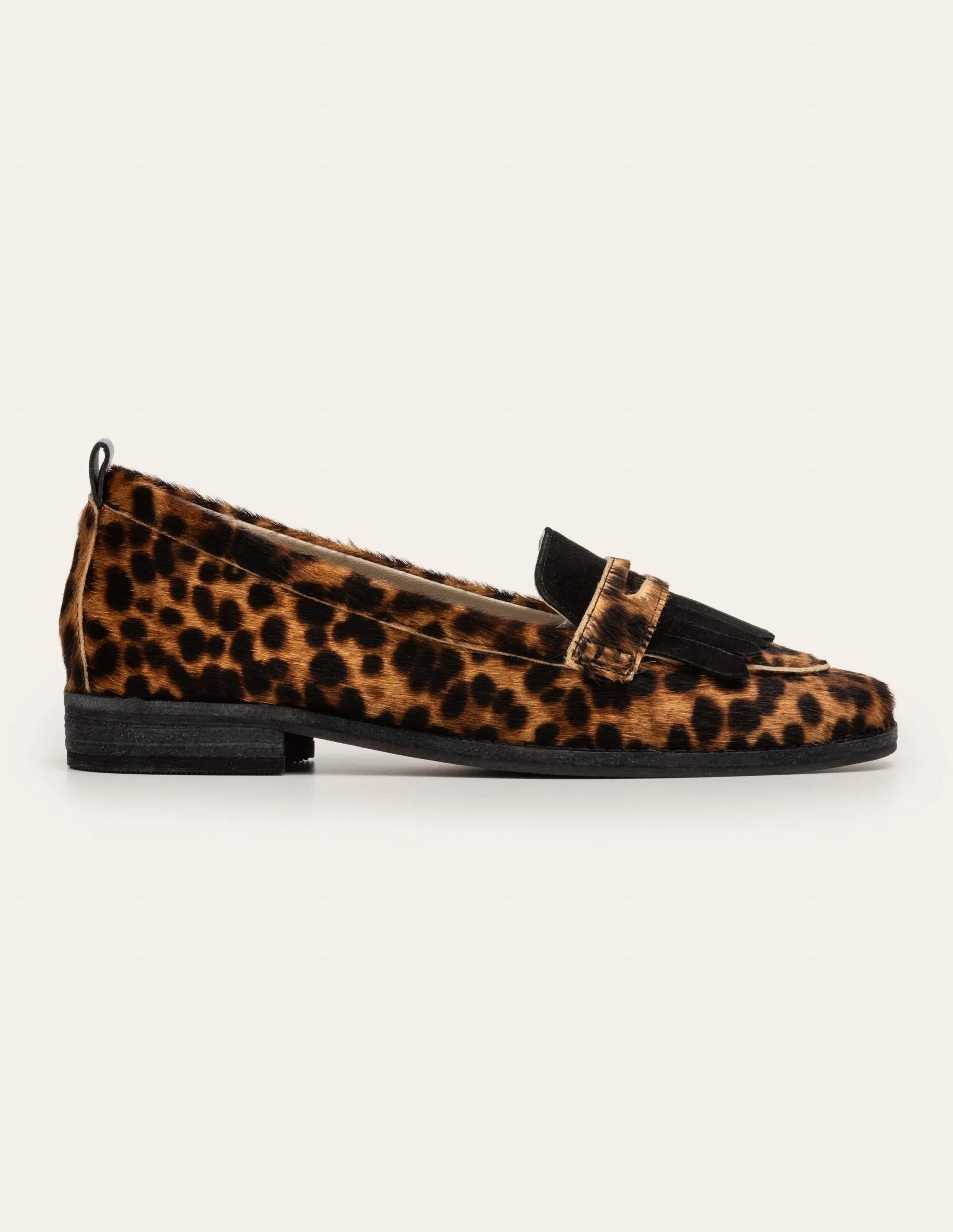 Aubrey Loafer mit flexibler Sohle-Hellbraun, Leopardenmuster/Schwarz
