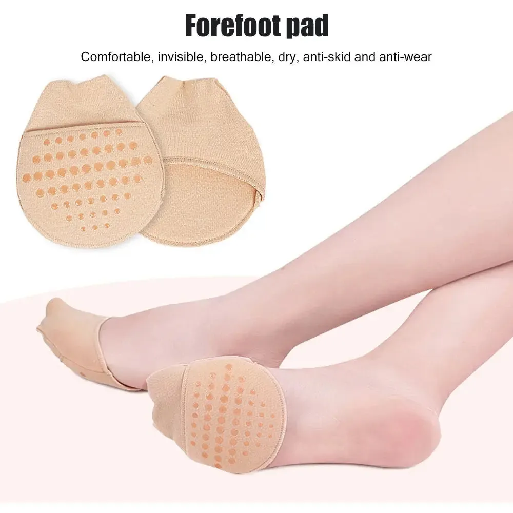 Breathable Women's Invisible Toe Cover with Padding Toe Topper Liner Socks Non-Skid Bottom for High Heels Cushions