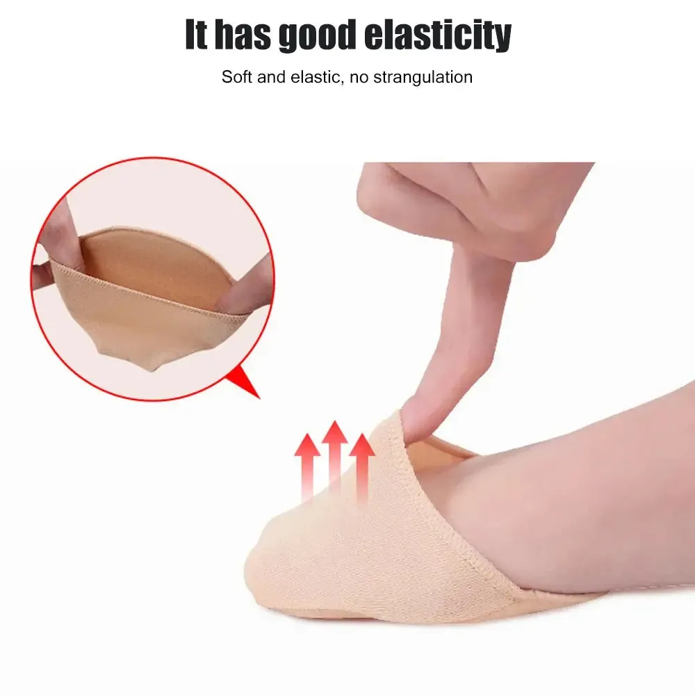 Breathable Women's Invisible Toe Cover with Padding Toe Topper Liner Socks Non-Skid Bottom for High Heels Cushions
