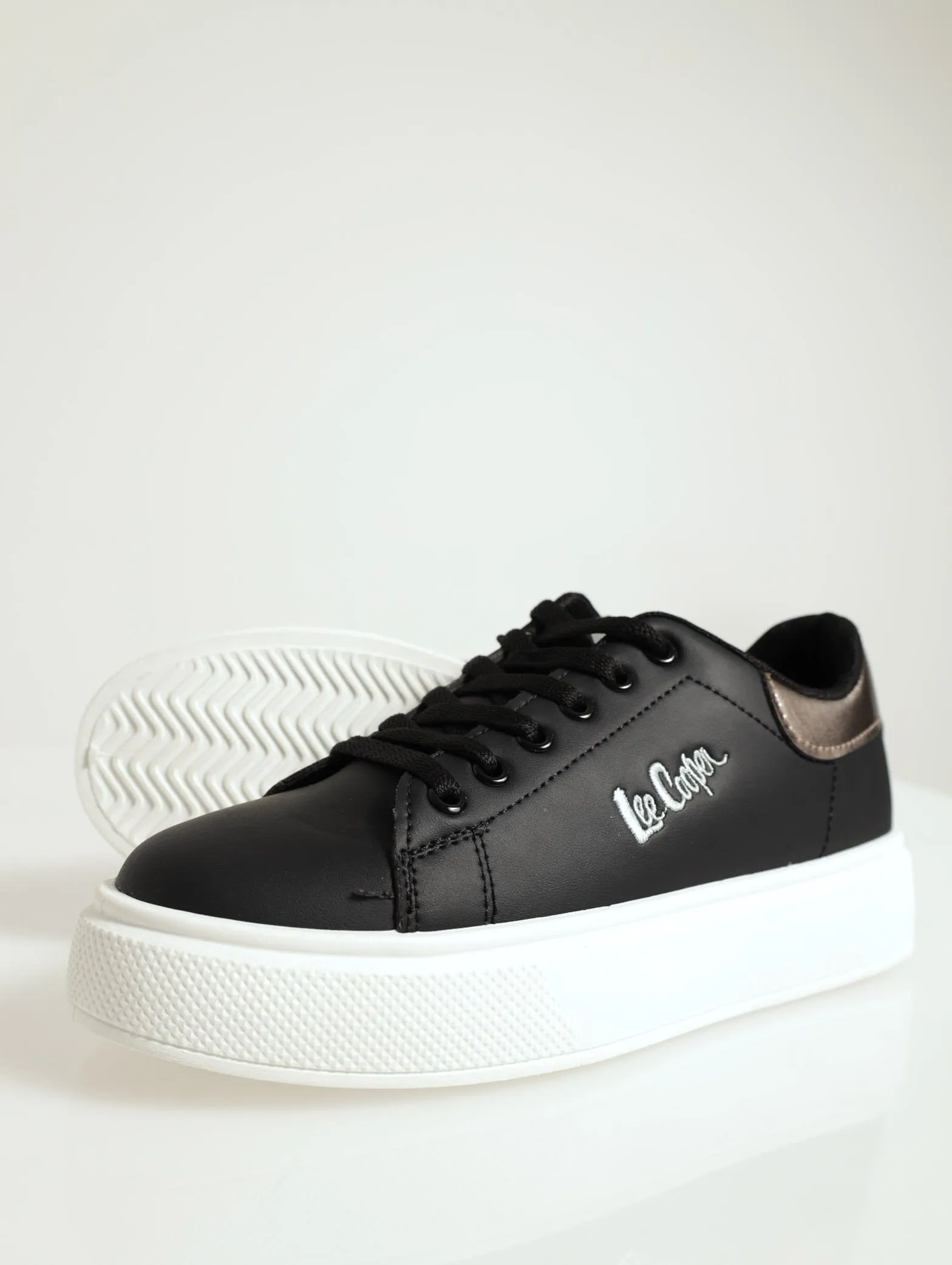 Bria Metalic Heel Counter Sneaker - Black