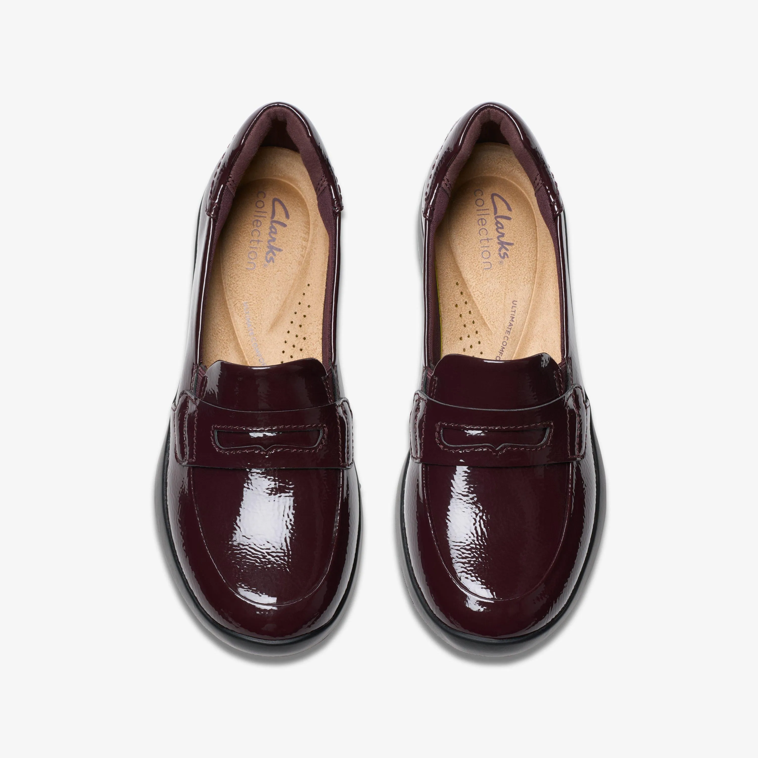 Clarks Women's Ellowyn Penny Wine Crinkle Patent 26180093