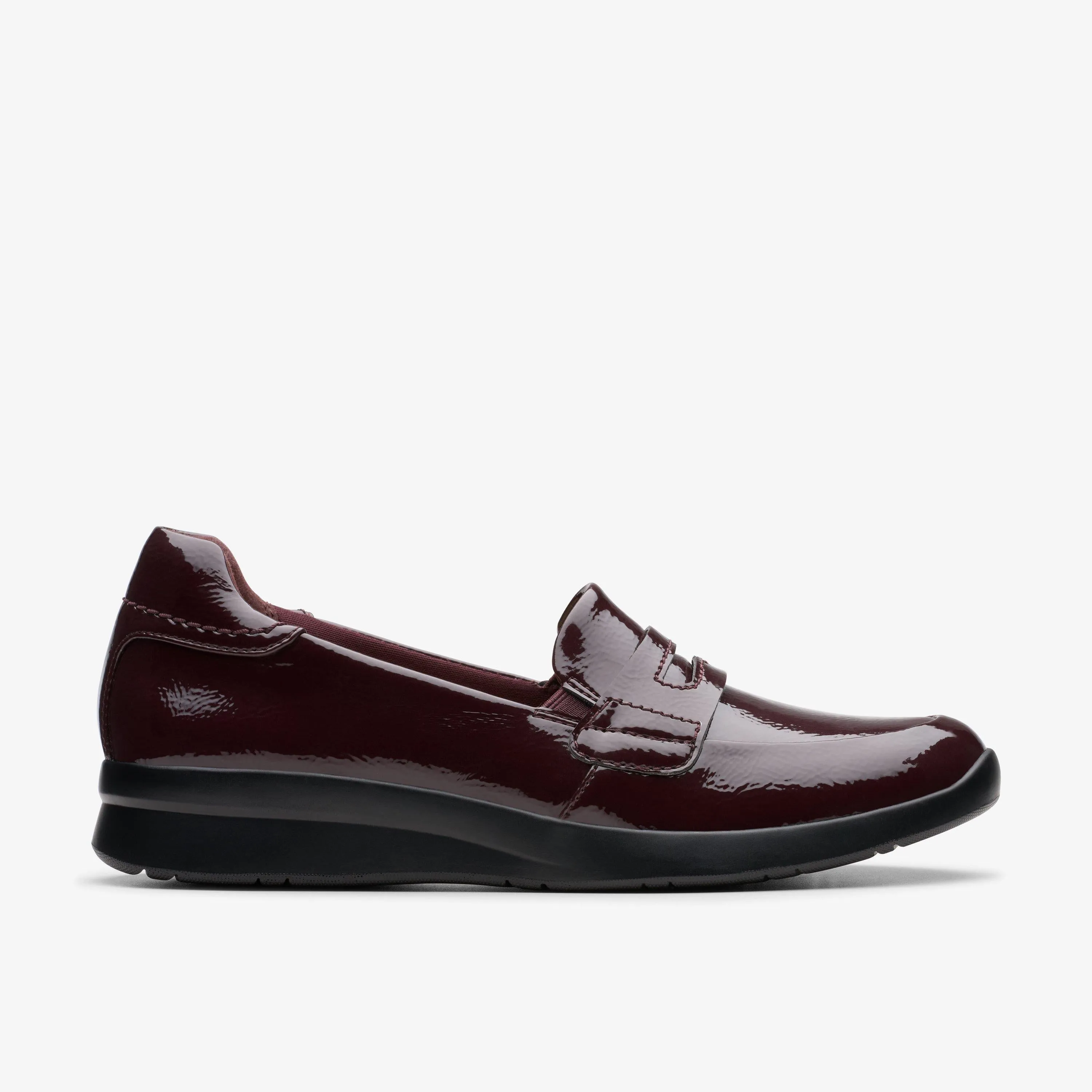 Clarks Women's Ellowyn Penny Wine Crinkle Patent 26180093