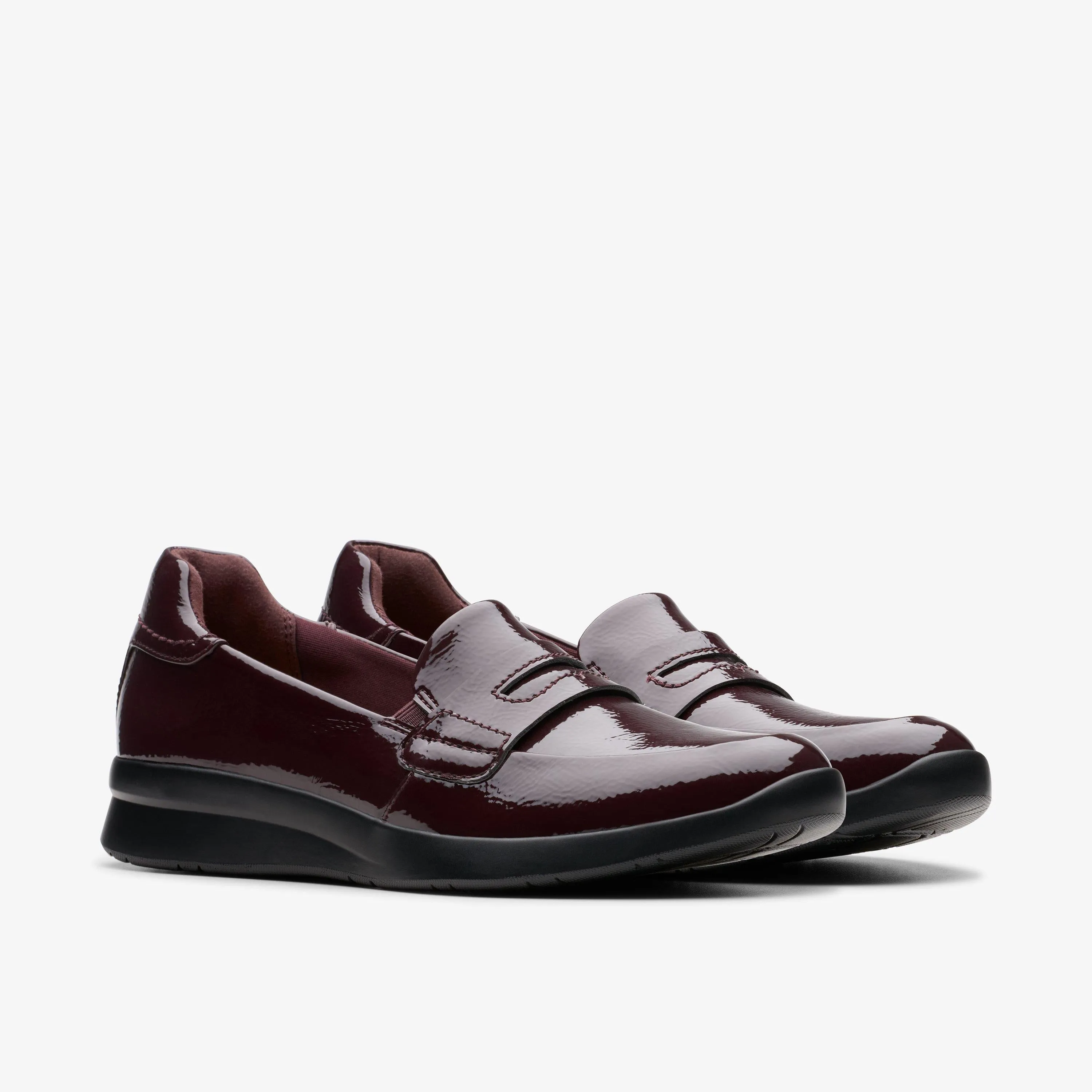 Clarks Women's Ellowyn Penny Wine Crinkle Patent 26180093