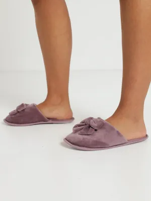 Closed Toe Slipper With Bow - Mauve