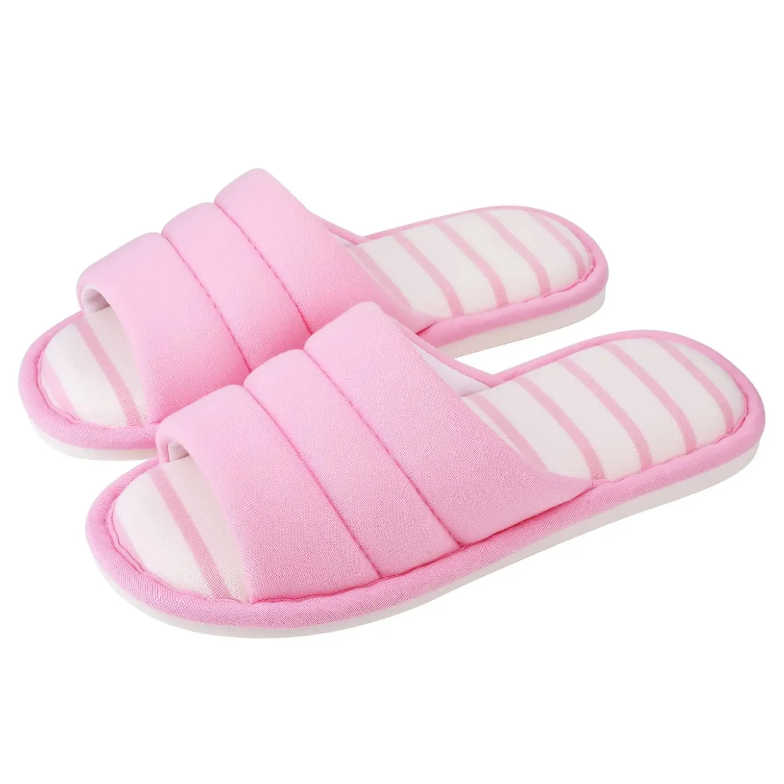 Comwarm Plush House Slippers For Women And Man Open Toe Cozy Cotton Shoes Indoor Outdoor Flat Soft Breathable Non-slip Sandals
