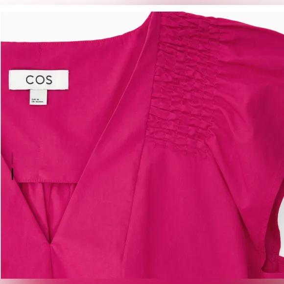 COS SMOCKED V-NECK MINI DRESS size 4