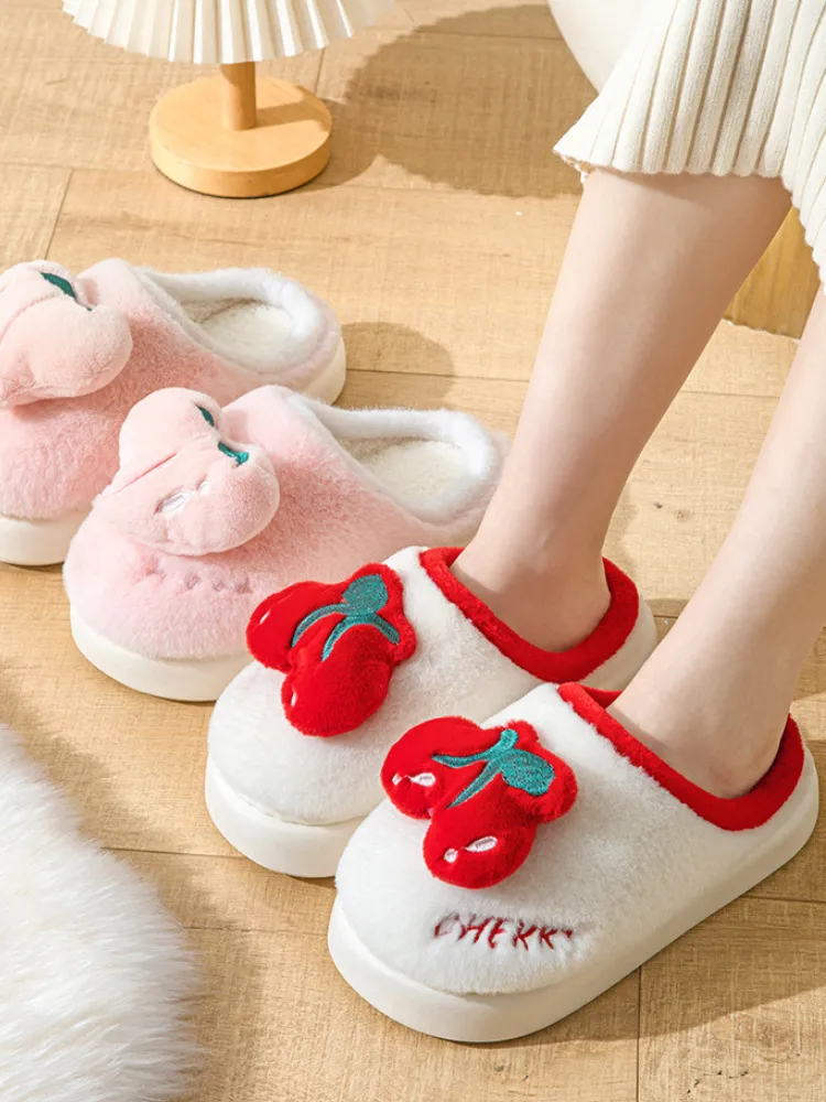 Cozy Fruit Plush Slippers