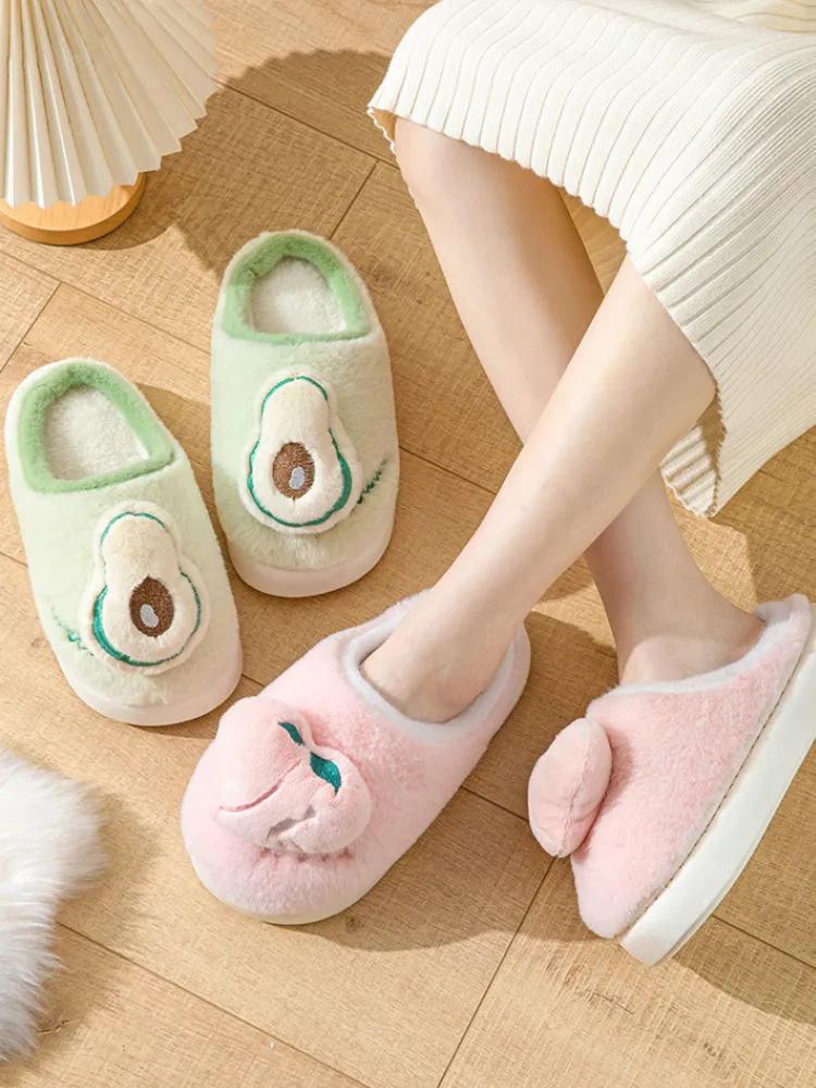 Cozy Fruit Plush Slippers