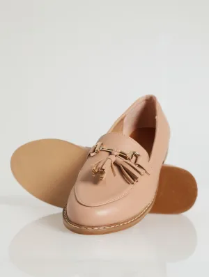 D-Ring Metal Bar With Tassel Loafer - Blush