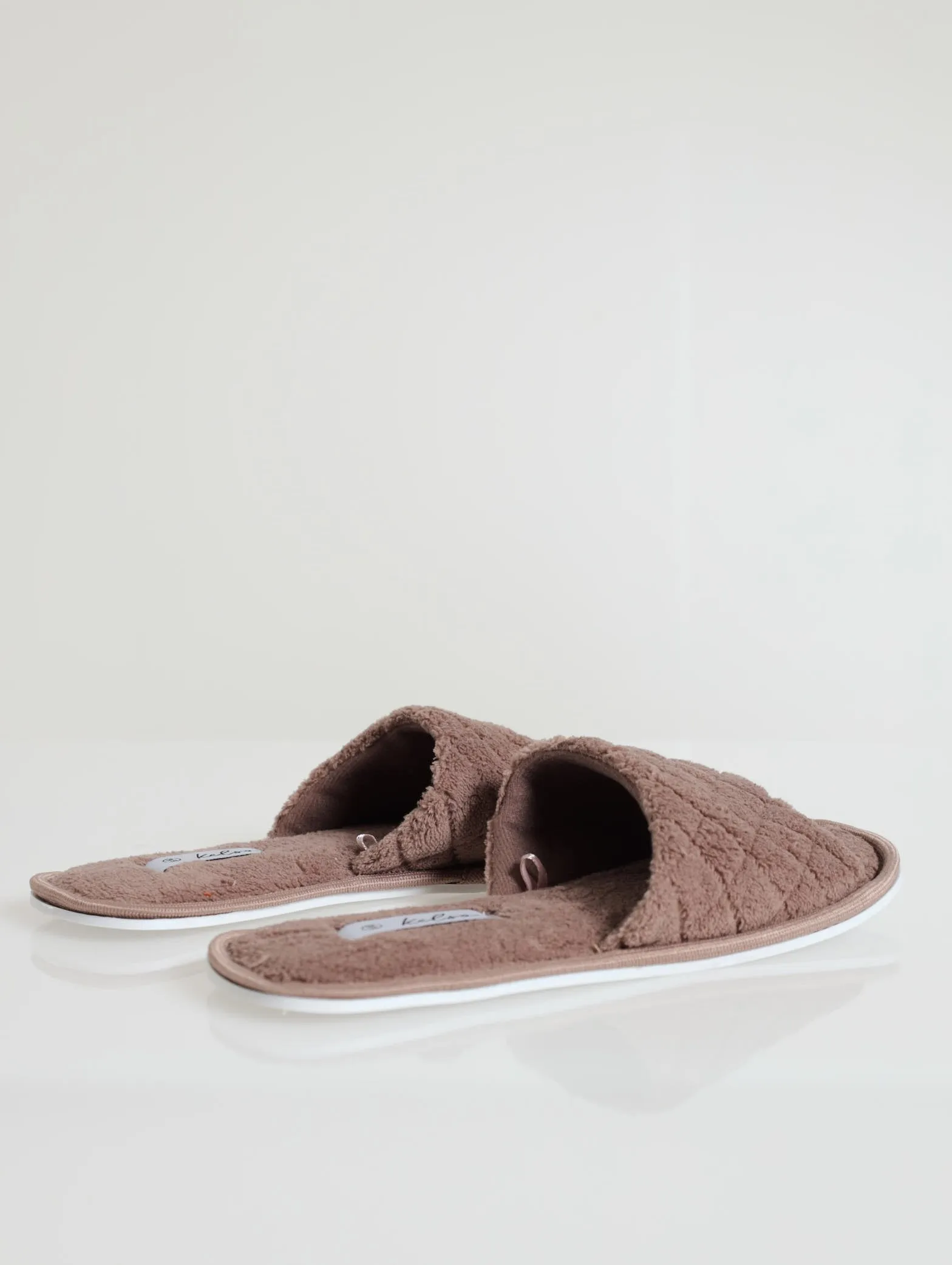 Diamond Quilt Open Toe Slipper - Taupe