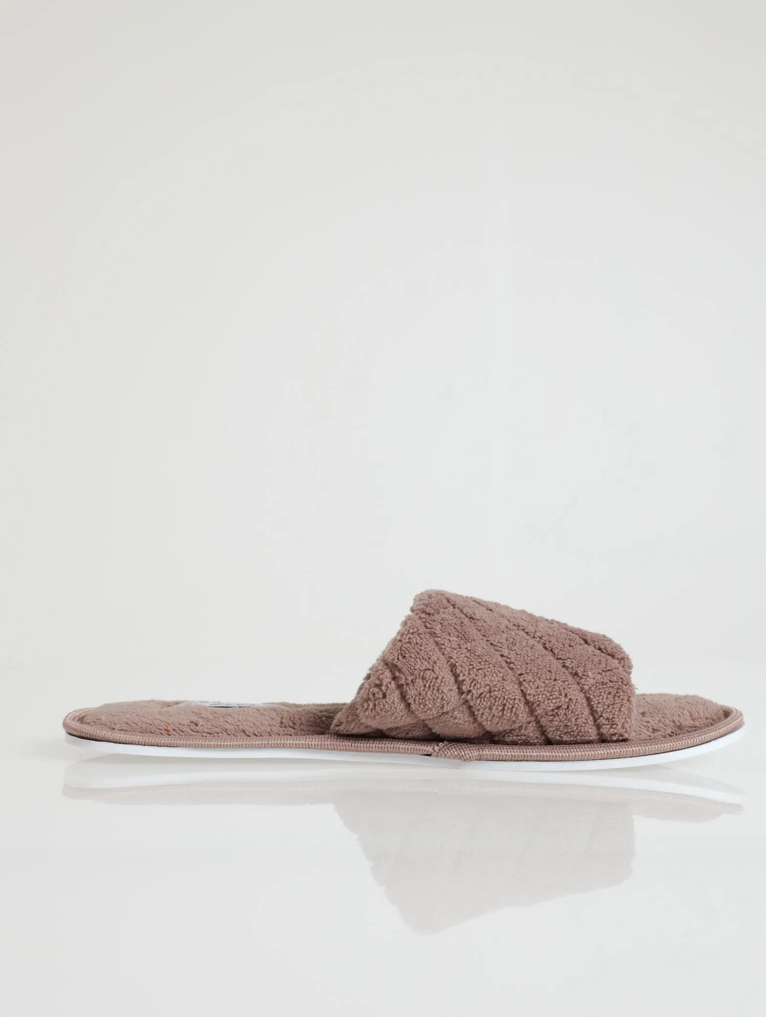 Diamond Quilt Open Toe Slipper - Taupe