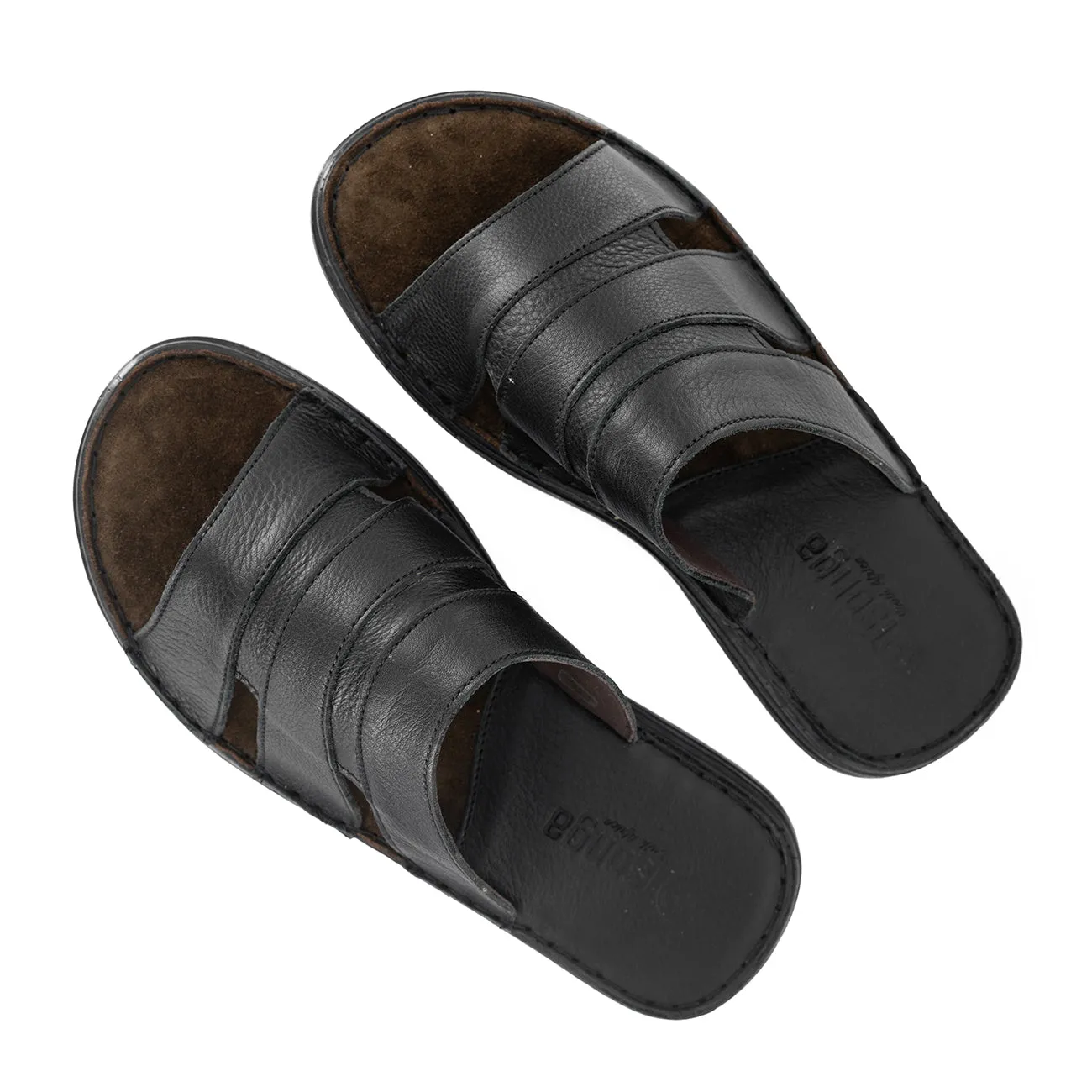 Dukuza : Men's Leather Sandal in Black Natan