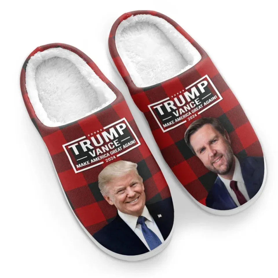 Dynamic Duo Of America - US Election Fluffy Slippers - Christmas Gift For Conservative Supporters