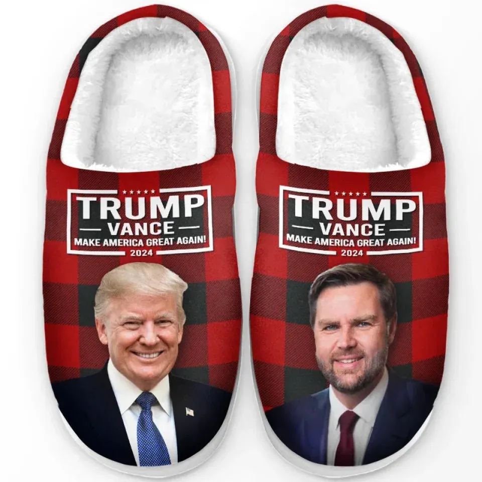 Dynamic Duo Of America - US Election Fluffy Slippers - Christmas Gift For Conservative Supporters
