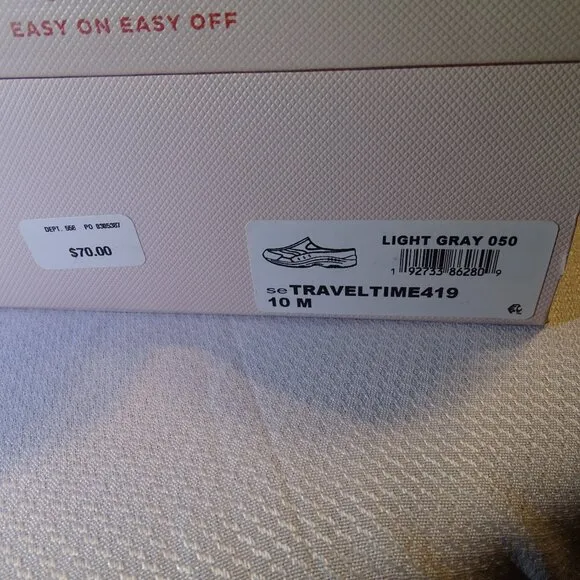Easy Spirit Travel Time Slip on Mule Gray Silver Sparkle Snake Pattern Size 10m
