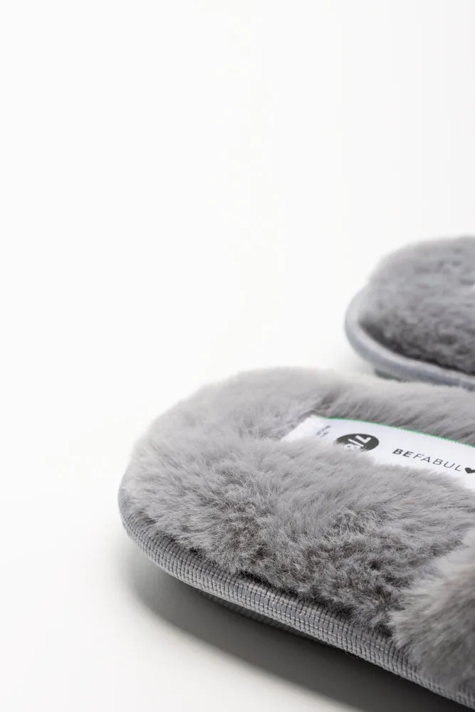 Embossed Velvet Slippers Grey
