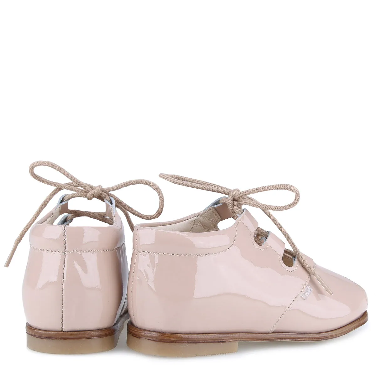 Emel Nude Patent Lace-Up Peep Toe Sandal