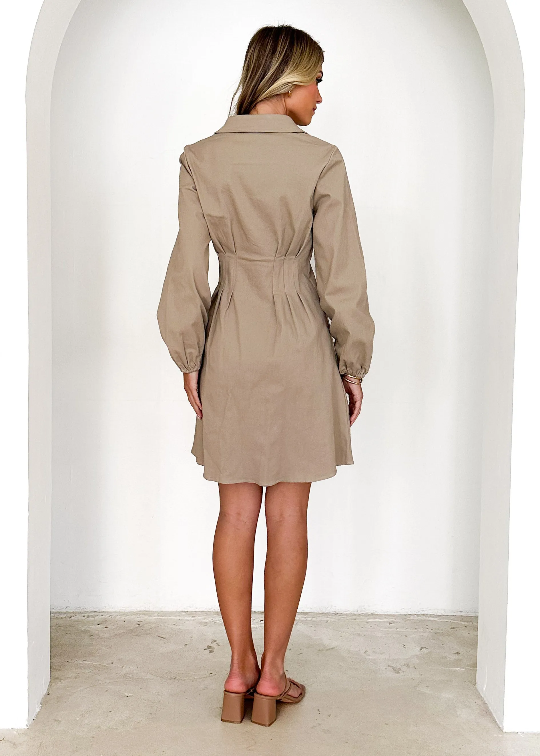 Enya Denim Dress - Beige
