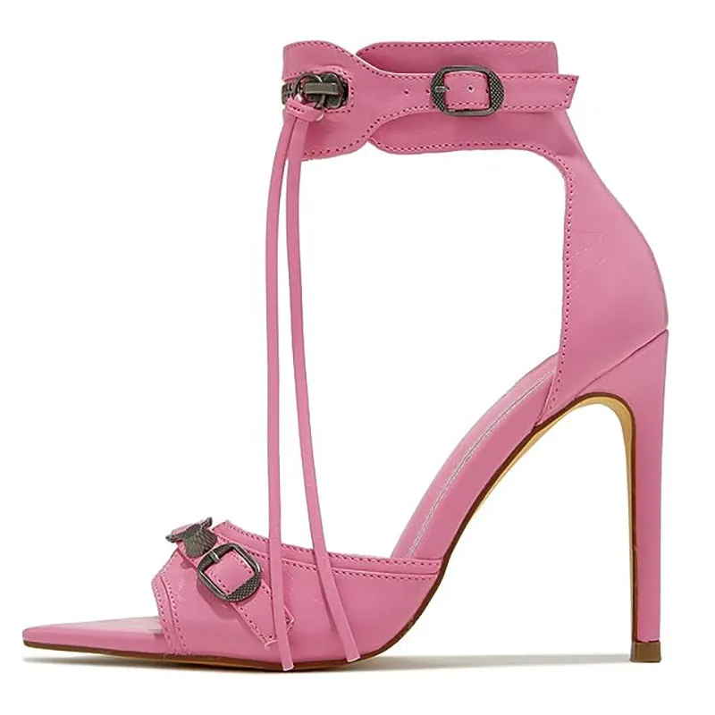 Fashion Denim Point Toe High Thin Heel Sandals