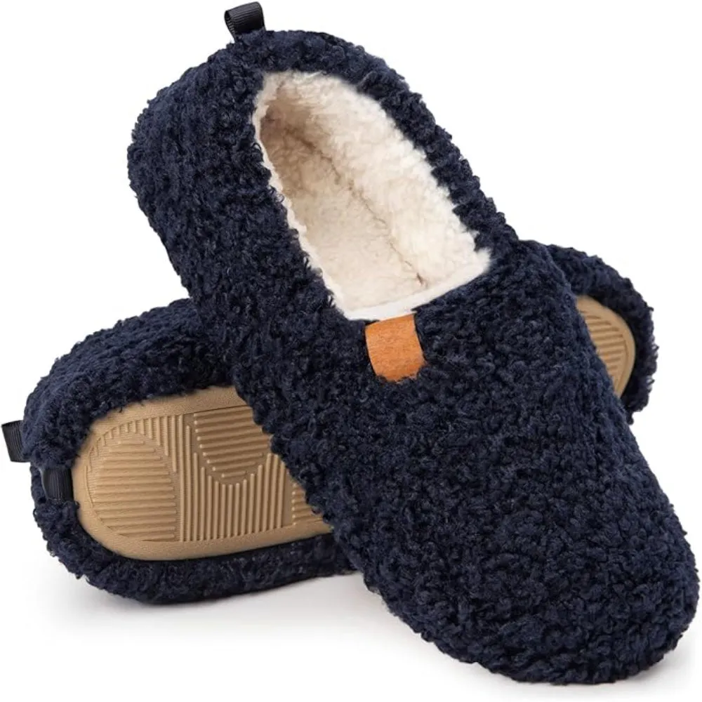 Faux Wool House Slippers With Memory Foam Cushioning