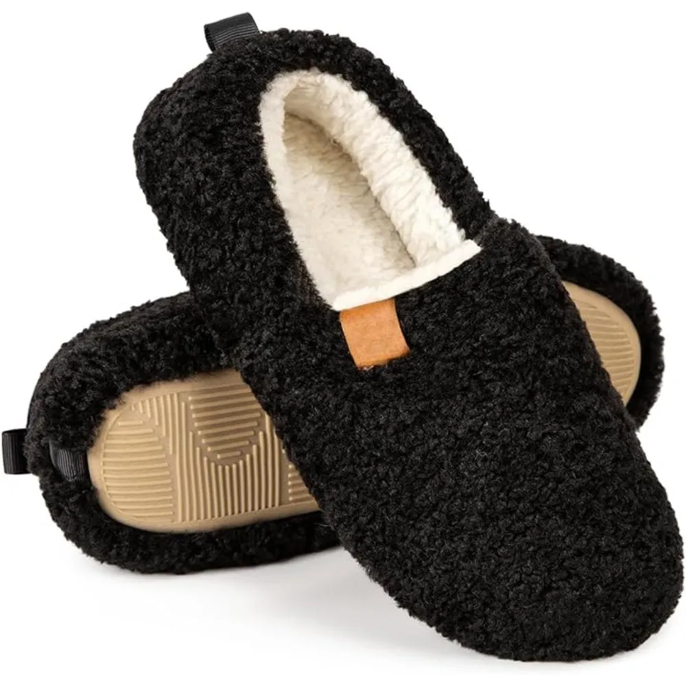 Faux Wool House Slippers With Memory Foam Cushioning