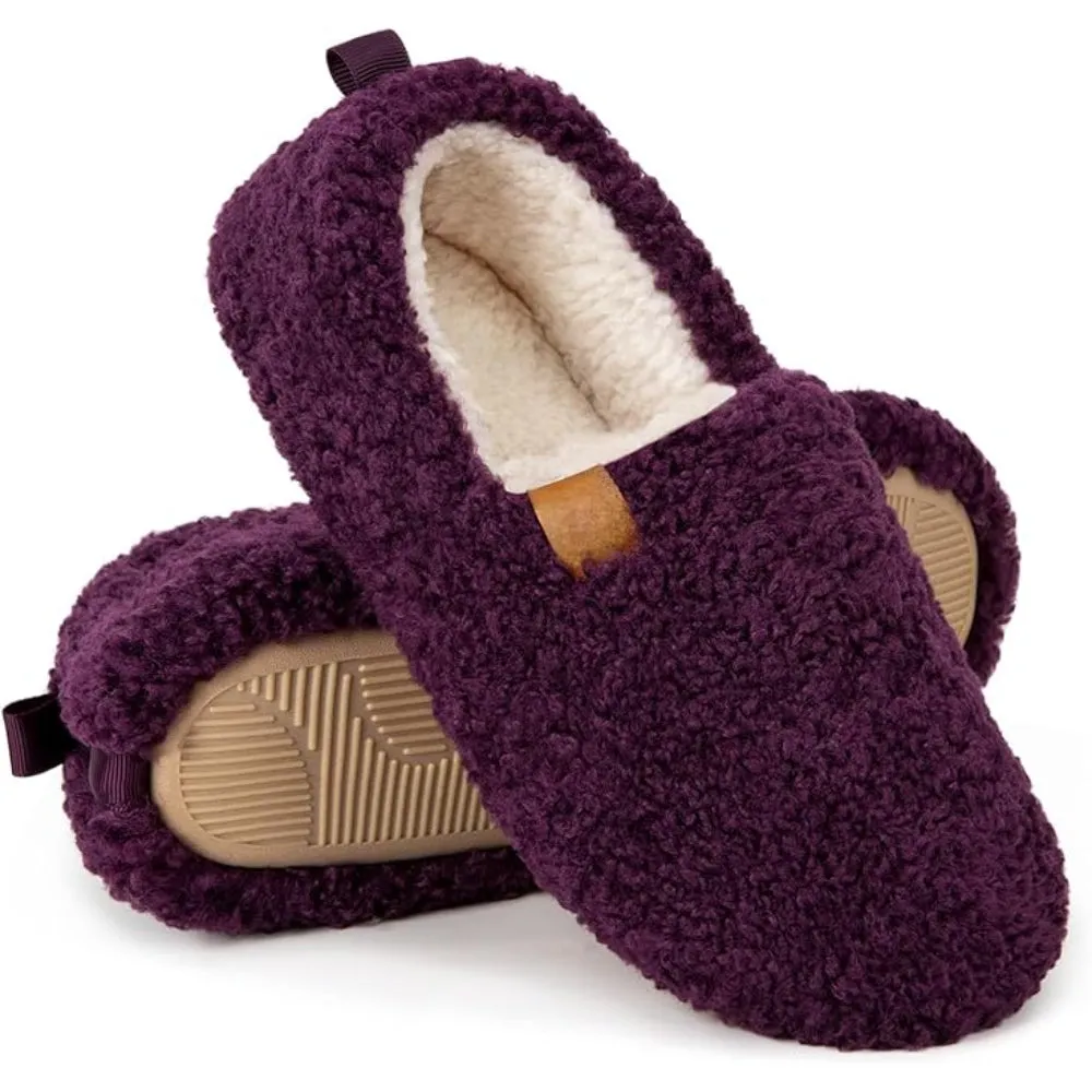 Faux Wool House Slippers With Memory Foam Cushioning