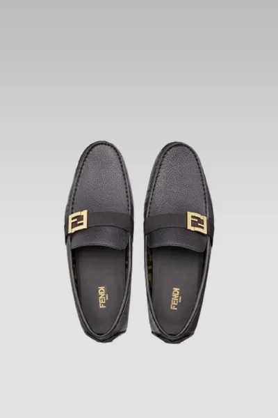 Fendi Black Leather Driver Loafer