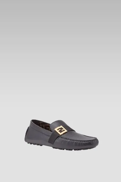 Fendi Black Leather Driver Loafer