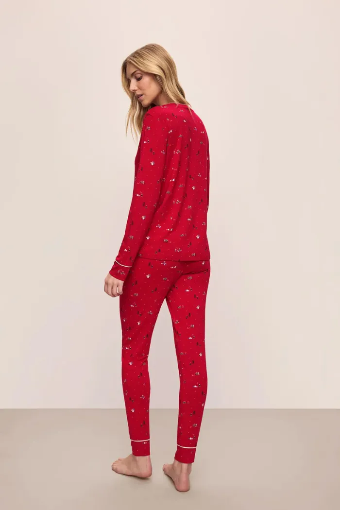 Gisele Printed TENCEL™ Modal Crewneck PJ Set Winter Wonderland Haute Red/Ivory