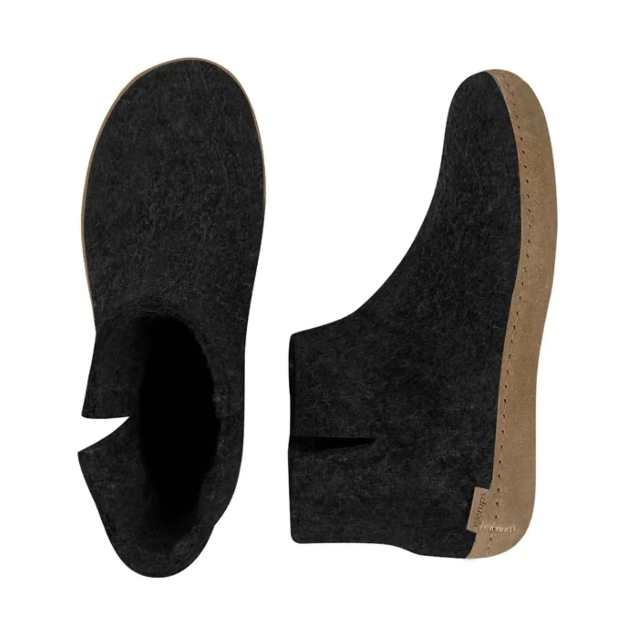 Glerups Boot With Leather Sole Slipper - Charcoal